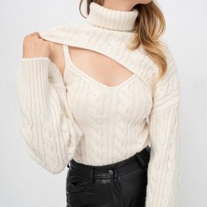 Alpaca wool set, tank top with long sleeves